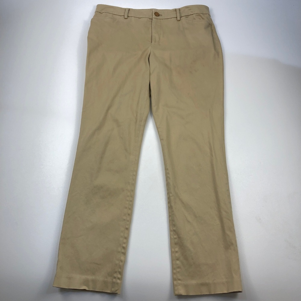 Lauren Ralph Lauren Pants Womens 10 Chino Tan Khaki Straight Stretch Cotton